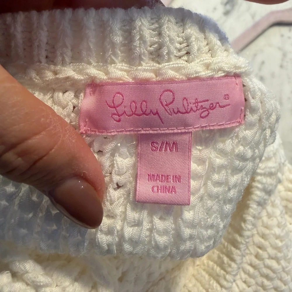 Lilly Pulitzer Val Sweater Poncho White S Elegant White Women's Sweater